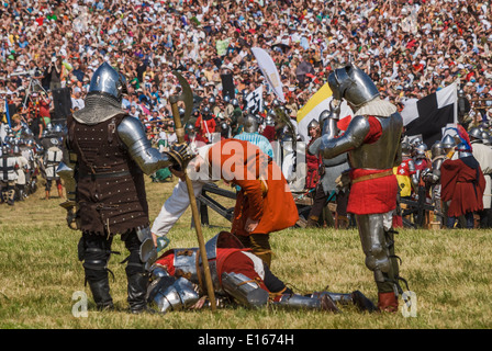 Annual recreation of Battle of Grunwald of 1410, when Polish-Lithuanian troops defeated Teutonic Knights, Grunwald, Poland Stock Photo