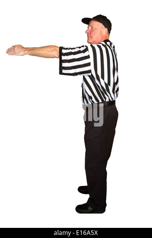 Man dressed as an NFL referee signaling touchdown, extra point or Stock ...