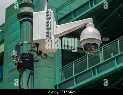 Security camera on lamp post near Fenway Park, Boston, MA. USA Stock Photo