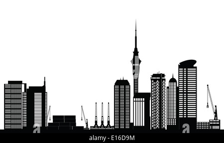 auckland new zealand skyline black and white Stock Photo