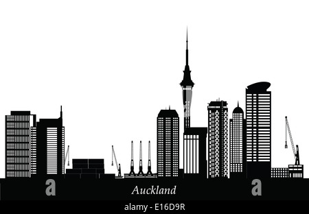 auckland new zealand skyline black and white Stock Photo