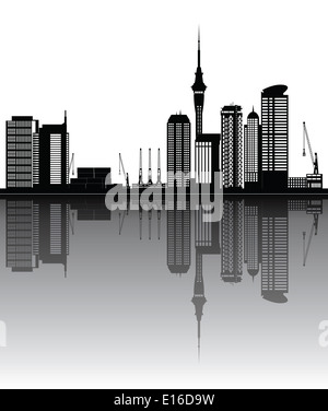 auckland new zealand skyline black and white Stock Photo