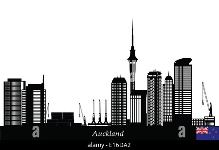 auckland new zealand skyline black and white Stock Photo