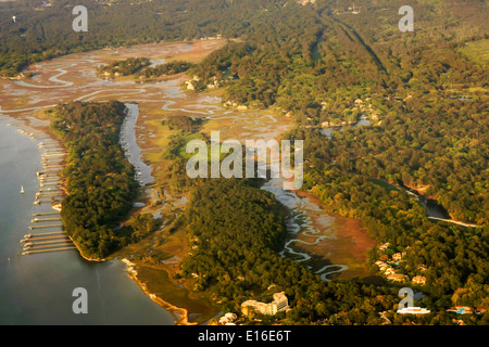 Aerial view of Harbour Town at Sea Pines on Hilton Head Island SC Stock Photo