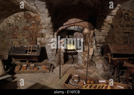An old bakery exhibited at the Museu del Pa (local Bread Museum) in the old town of Tora n the North East of the comarca (county) of Segarra, in the province of Lleida, Catalonia, Spain Stock Photo