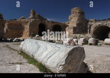 Marble column in the Antonine Baths at Carthage, Tunis Stock Photo