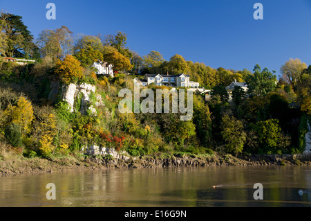 River Wye showing the English side of the river from the Welsh side, Chepstow, England/Wales Border. Stock Photo