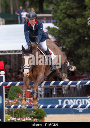 Rome, Italy. 24th May, 2014. Furusiyya FEI Nations Cup Show jumping competition at Piazza di Siena. Great Britain's Michael Whitaker on Viking., Piazza di Siena, Stock Photo