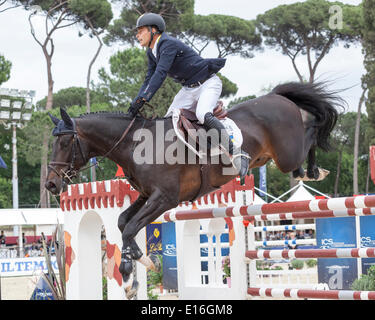 Rome, Italy. 24th May, 2014. Furusiyya FEI Nations Cup Show jumping competition at Piazza di Siena. Ferenc Szentirmai from Ukraine on board the horse Chadino, Piazza di Siena, Rome, Italy. 5/23/14 Credit:  Stephen Bisgrove/Alamy Live News Stock Photo