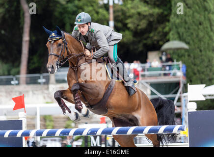 Rome, Italy. 24th May, 2014. Furusiyya FEI Nations Cup Show jumping competition at Piazza di Siena. Emanuele Gaudiano on Cocoshynsky for Italy, Piazza di Siena, Rome, Italy. 5/23/14 Credit:  Stephen Bisgrove/Alamy Live News Stock Photo