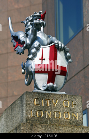 City of London boundary mark Dragon statue on London Bridge, London, England Stock Photo