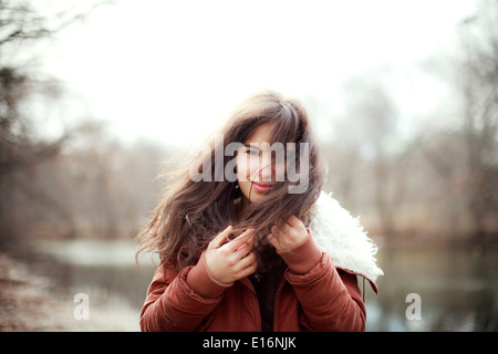 Portrait of young woman, Boston, Massachusetts, USA Stock Photo