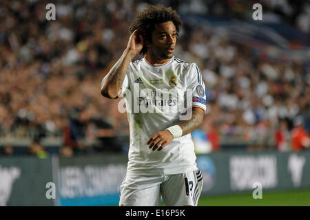 Real Madrid defender Marcelo (12) during the UEFA Champions League Final: Real Madrid x Atlético de Madrid at Luz Stadium in Lisbon, Portugal, Saturday, May 24, 2014. Stock Photo