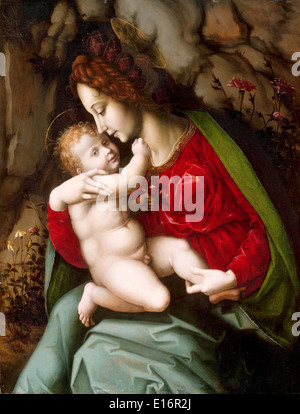 Madonna and Child by Bachiacca, 1520's Stock Photo
