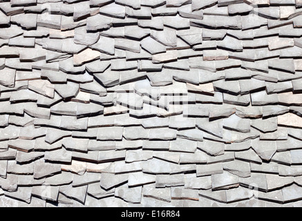 Background of old roof made of small stone. Stock Photo