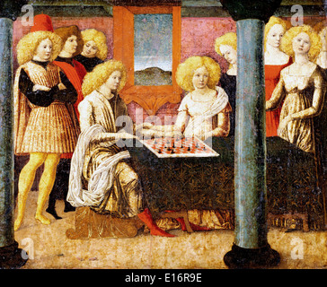 The Chess Players by Liberale da Verona, 1475 Stock Photo