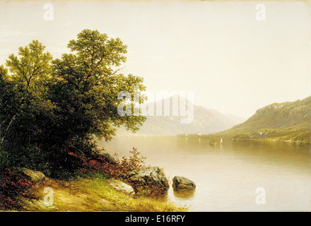 Lake George by John William Casilear, 1857 Hudson River School Stock Photo