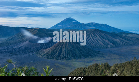 Mount Bromo and Bromo Tengger National Park in morning light, East Java, Indonesia Stock Photo