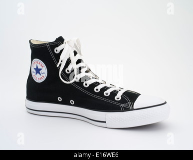 Converse All Star Black and White Chuck Taylor - Chuck Taylor All-Stars canvas and rubber shoes - basketball sneakers Stock Photo