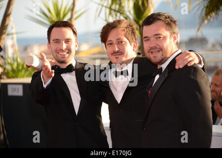Cannes, France. 24th May, 2014. CANNES, FRANCE - MAY 24: Director Simon Mesa Soto (C), winner of the Short Film Special Distinction for his film 'Leidi', attends the Palme D'Or Winners photocall during the 67th Annual Cannes Film Festival on May 24, 2014 in Cannes, France. Credit:  Frederick Injimbert/ZUMAPRESS.com/Alamy Live News Stock Photo