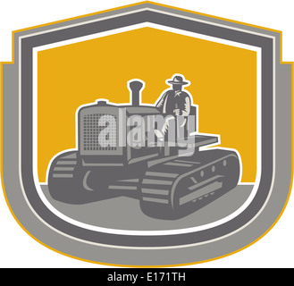 Silhouette of Farmer driving vintage tractor with hay bales and ...