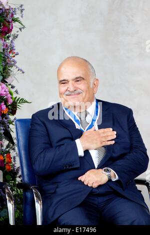 Prince El Hassan bin Talal of Jordan smiles during the award ceremony of the Four Freedoms Awards 2014 in the Nieuwe Kerk in Middelburg, The Netherlands, 24 May 2014; Left: Prince El Hassan bin Talal of Jordan. Prince Photo: Patrick van Katwijk - NO WIRE SERVICE - Stock Photo