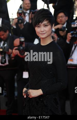 Chinese singer and actress Li Yuchun, right, poses with American