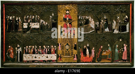 Altarpiece  Corpus Christi 1335 ( monastery of Santa Maria de Vallbona de les Monges Urgell ) Medieval Gothic Art Spain Spanish Stock Photo
