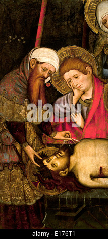 Mourning over the Dead Christ 1410 Joan Mates Barcelona (Palau de la Generalitat de Cataluny) Medieval Gothic Art Spain Spanish Stock Photo