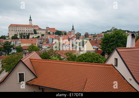 Mikulov Castle and old town centre, Czech Republic Stock Photo