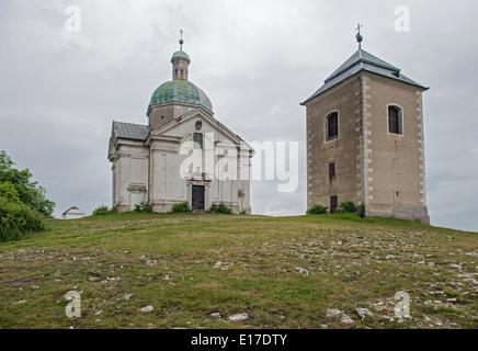 Church on the Svaty Kopecek hill above Mikulov city near Austrian borders Stock Photo