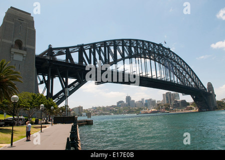 Sydney Harbour Bridge, New South Wales, Australia looking North from Circular Quay. Stock Photo