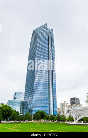 The Devon tower, the tallest building in Oklahoma City, soars above