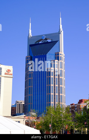 The AT&T Building, colloquially known as the Batman Building in Nashville, Tennessee Stock Photo