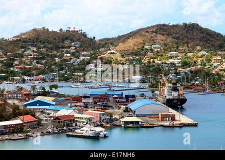 View of the docklands and city centre of St George, Grenada, East Indies Stock Photo