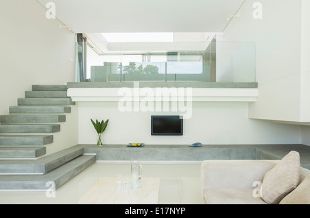Modern living room with balcony Stock Photo
