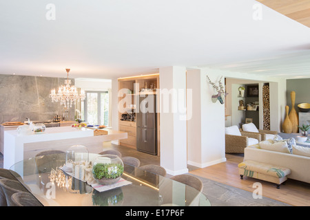 Open floor plan in luxury home Stock Photo