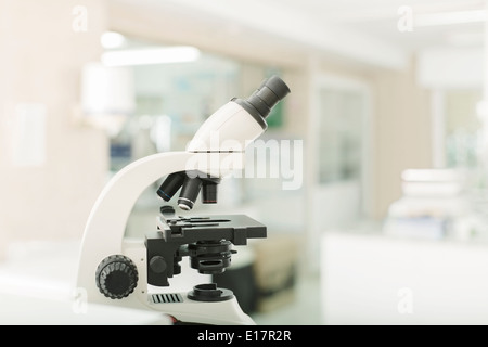 Microscope in laboratory Stock Photo