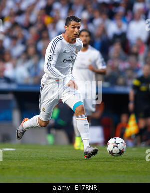 Cristiano Ronaldo (Real Madrid CF #7) during the final of the Champions league between Real Madrid and Atletico Madrid, Estadio da Luz in Lisbon on May 24., 2014. Stock Photo