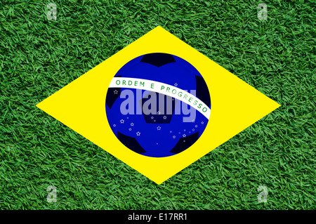 Brazil flag design for football. Stock Photo