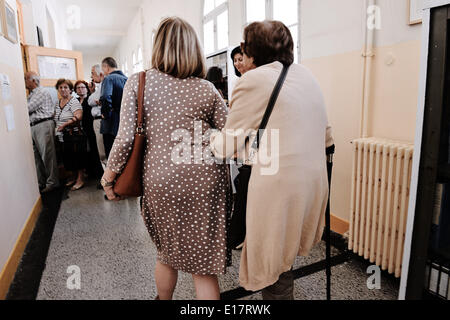 Thessaloniki, Greece. 25th May, 2014. Greeks vote for the Euro Elections and the second round of the Municipality elections Credit:  Giannis Papanikos/NurPhoto/ZUMAPRESS.com/Alamy Live News Stock Photo