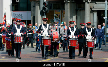 Manchester, UK 26th May 2014 The Boys' Brigade leads the Manchester and Salford Annual Procession of Witness (the Whit Walk) from Manchester Cathedral to the Town Hall in Albert Square. Manchester and Salford Whit Walk Manchester, UK Credit:  John Fryer/Alamy Live News Stock Photo