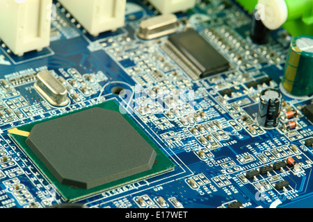 Computer motherboard closeup Stock Photo