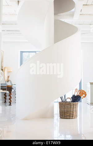 Spiral staircase in luxury foyer Stock Photo