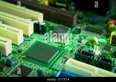 Computer motherboard closeup Stock Photo