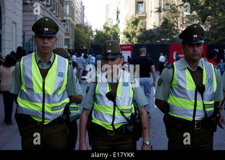 carabineros de chile national police officers in downtown Santiago Chile Stock Photo