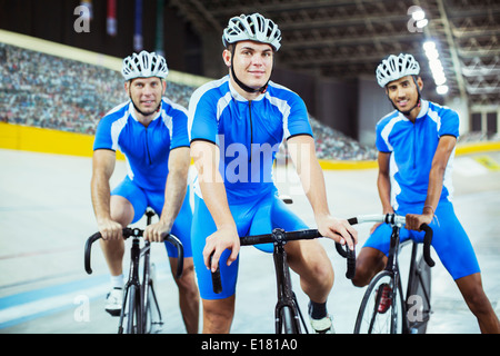 Track cycling team in velodrome Stock Photo