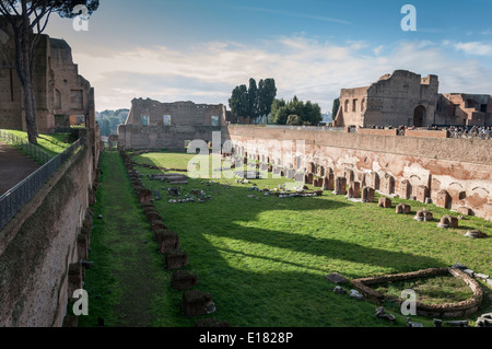 View of the Hippodrome of Domitian on the Palatine Hill, Rome, Italy Stock Photo