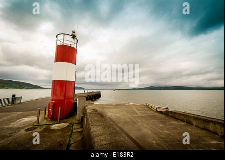 Remains of lighthouse at Buncrana Pier, Buncrana, County Donegal, Ireland Stock Photo