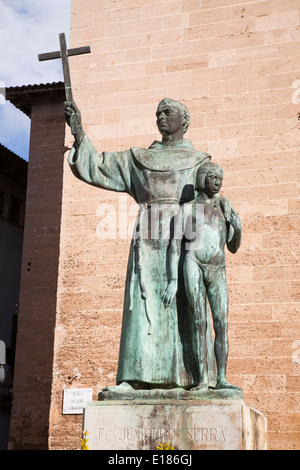 statue of franciscan friar junipero serra, church of Sant Francesc, palma de mallorca, mallorca island, spain, europe Stock Photo